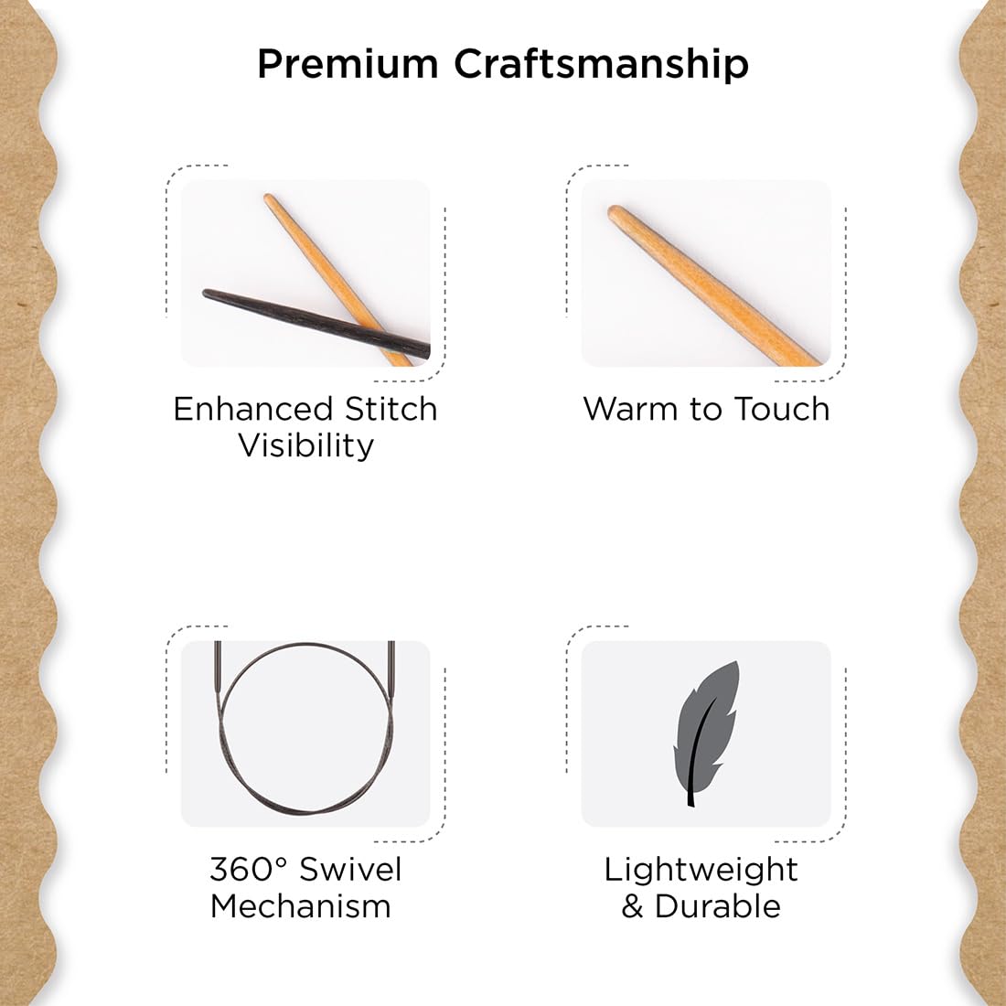 Knitter's Pride Day & Nite Circular Needle 60 cm 2.00 mm, Black and Brown Accents, 1 piece, Natural/Black, 2.00mm - Image 3