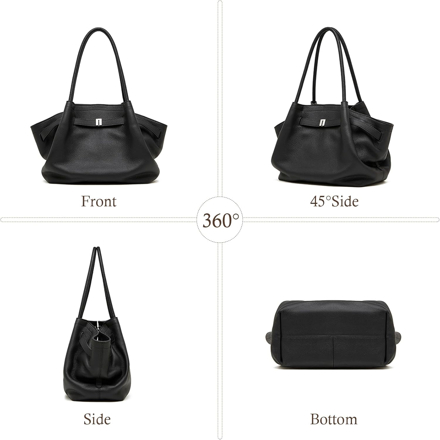 Leather Tote Bags for Women, Spacious Work Tote with Magnetic Closure Pocket, Minimalist Office Bags - Image 6