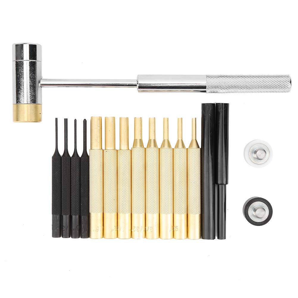 Ensemble de Poinçons d’Armurier Professionnel 17 Pièces à Goupille Cylindrique avec Marteau pour Réparation d’Armes de Chasse et Sportives