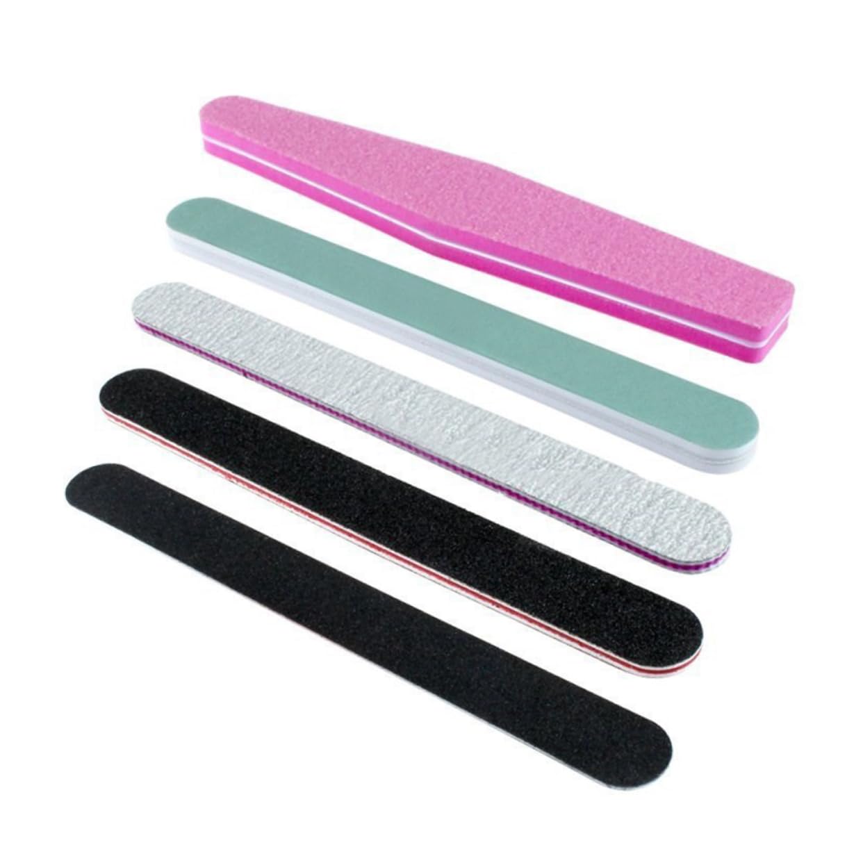 VICASKY Sturdy Nail Files Set 7pcs Manicure Tools Toe Separator for Nail Art Travel Home Use Random