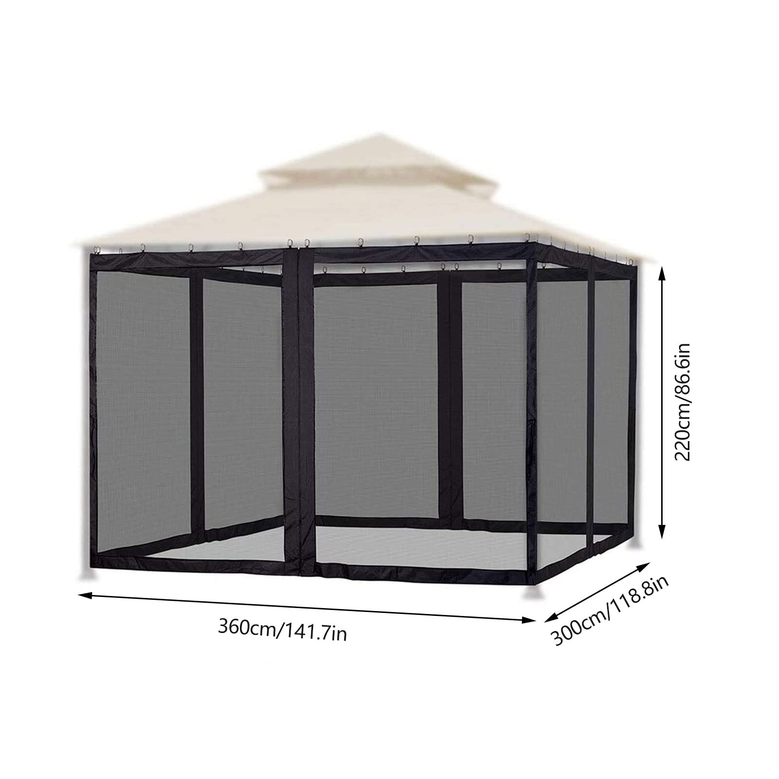 Zanzariera, Rete da Campeggio, Rete da Esterno a Muro per la Casa, Accessorio da Giardino (Nero 300x360 cm)