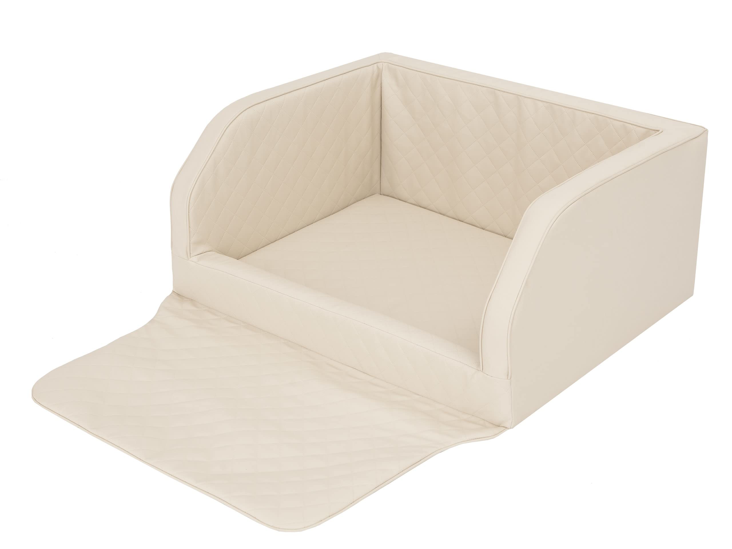 PillowPrim Fotelik samochodowy dla psa, legowisko dla psa, legowisko dla psa, legowisko dla psa, kosz dla psa, legowisko dla psa, koszyk dla psa (beżowe, Skaj, (2), 100 x 80 x 39 cm)