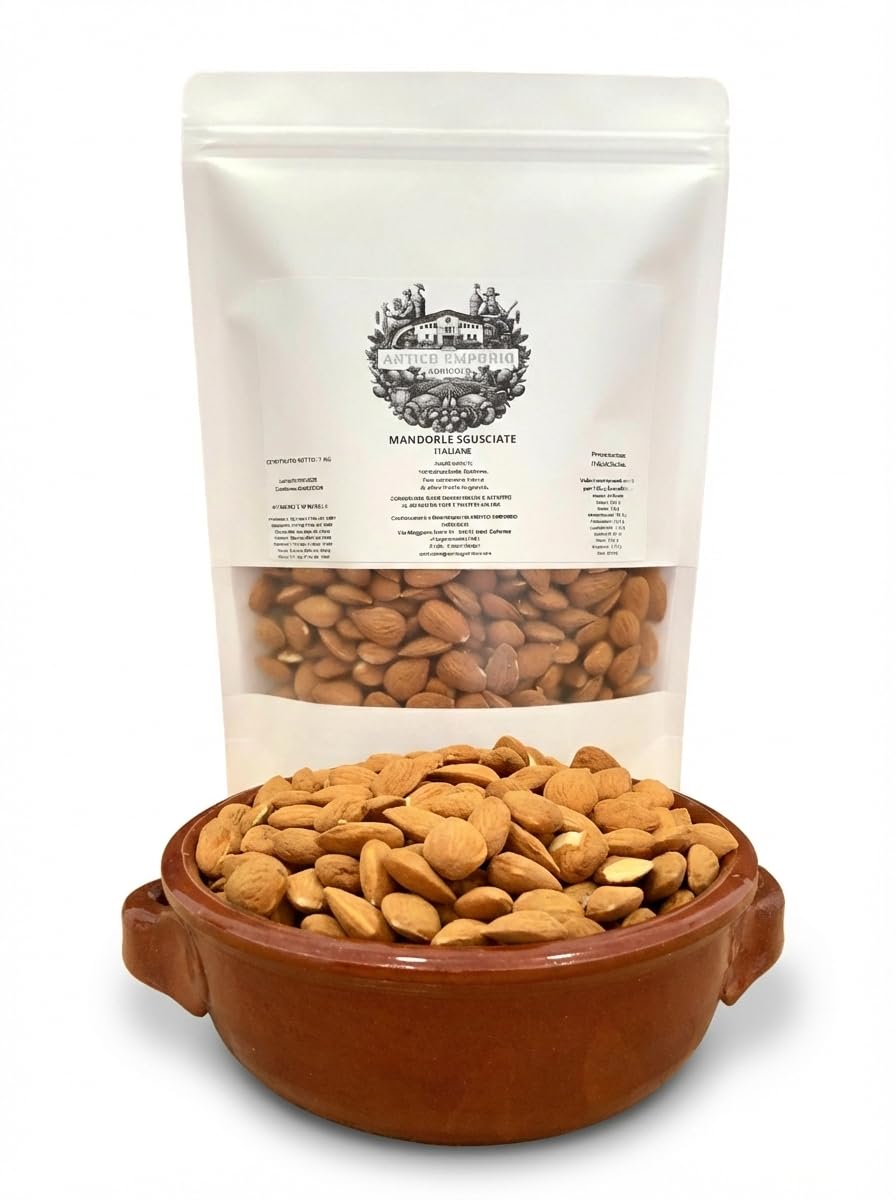 Mandorle Sgusciate Siciliane - Naturali 1 KG Calibrate - Senza Aggiunta di Conservanti, Sale o Zolfo - Prodotto Autentico e di Tradizione - Ricche di Vitamine e Fibre