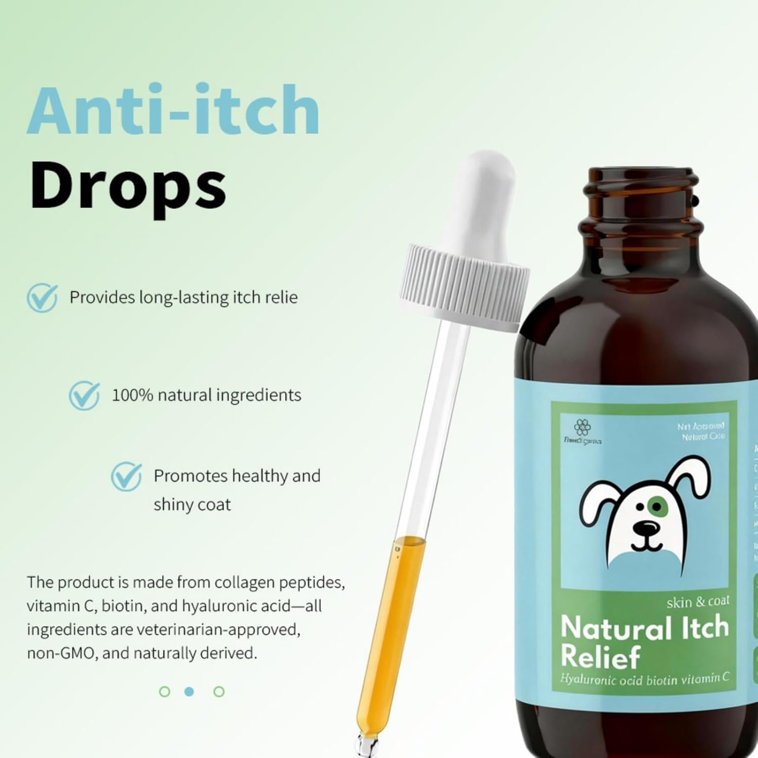 Paws Organica Collagen Drops,Paws Organica Natural Itch Relief,Liquid Collagen for Dogs Skin & Coat Supplement,Grass-Fed with Biotin,Vitamin C & Hyaluronic Acid