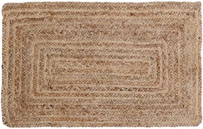 FRELISH DECOR Handwoven Jute Area Rug - 2x3 feet - Natural Yarn - Rustic Vintage Beige Braided Reversible Rug - Eco Friendly Rugs for Bedroom - Kitchen - Living Room - Farmhouse (2'x3')
