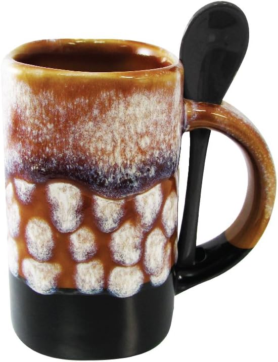 Mug Large 16 oz Coffee Mugs Novelty Multicolor Glazed Mug Gifts with Spoon for Men and Women, Set of 4 (Multicolor)