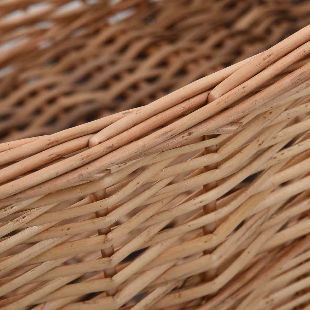 vidaXL Cesta para Leña con Asas Transporte Sauce Natural Cesto para Leña Soporte de Leña Cesto de Mimbre para Leña Marrón 88x57x34cm