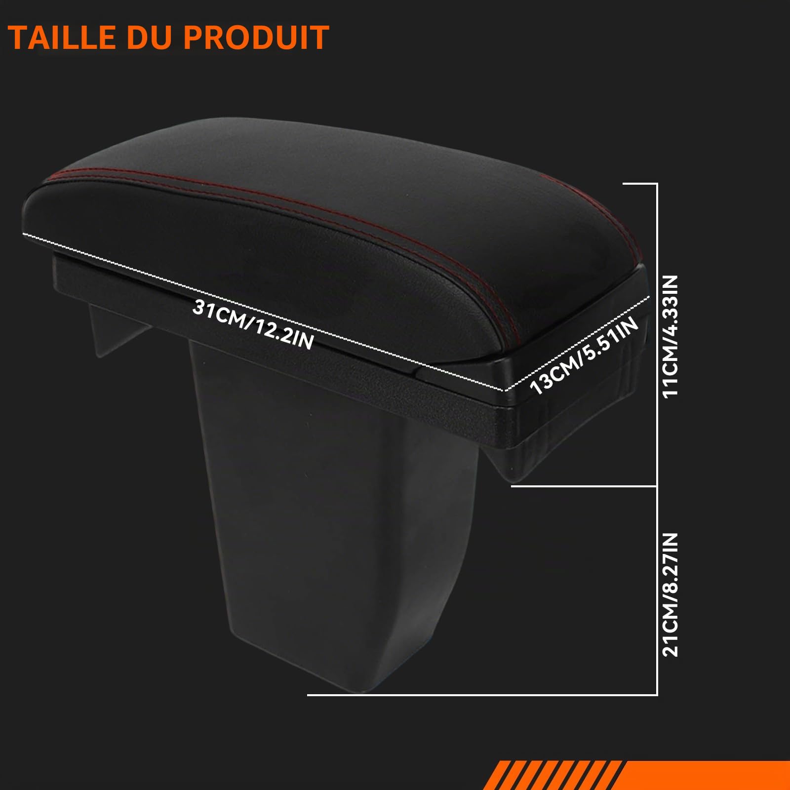 Double couche Cuir Noir Accoudoir pour 2008 Console Centrale Boîte de rangement Accoudoir