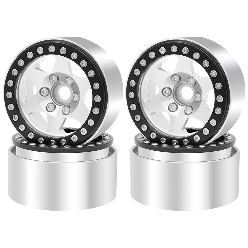 OGRC 4PCS rc 1.9 Beadlock Wheels 12 Hex Wheel Hubs for Traxxas TRX4 TRX6 Redcat GEN7 GEN8 Rc4wd D90 Axial SCX10 SCX10 II 90046 SCX10 III AXI03007 1/10 RC Crawler Car (Silver)