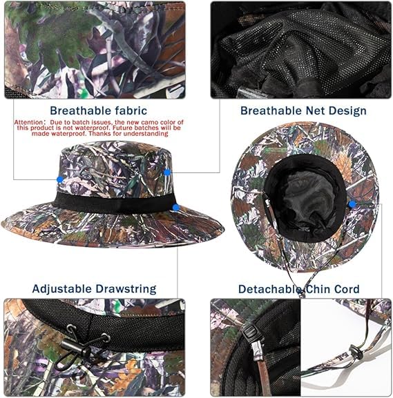 Image of Oversized XL XXL Waterproof Sun Hat for Big Heads Mesh Bucket Hat Wide Brim Adjustable Packable Hiking Beach Fishing