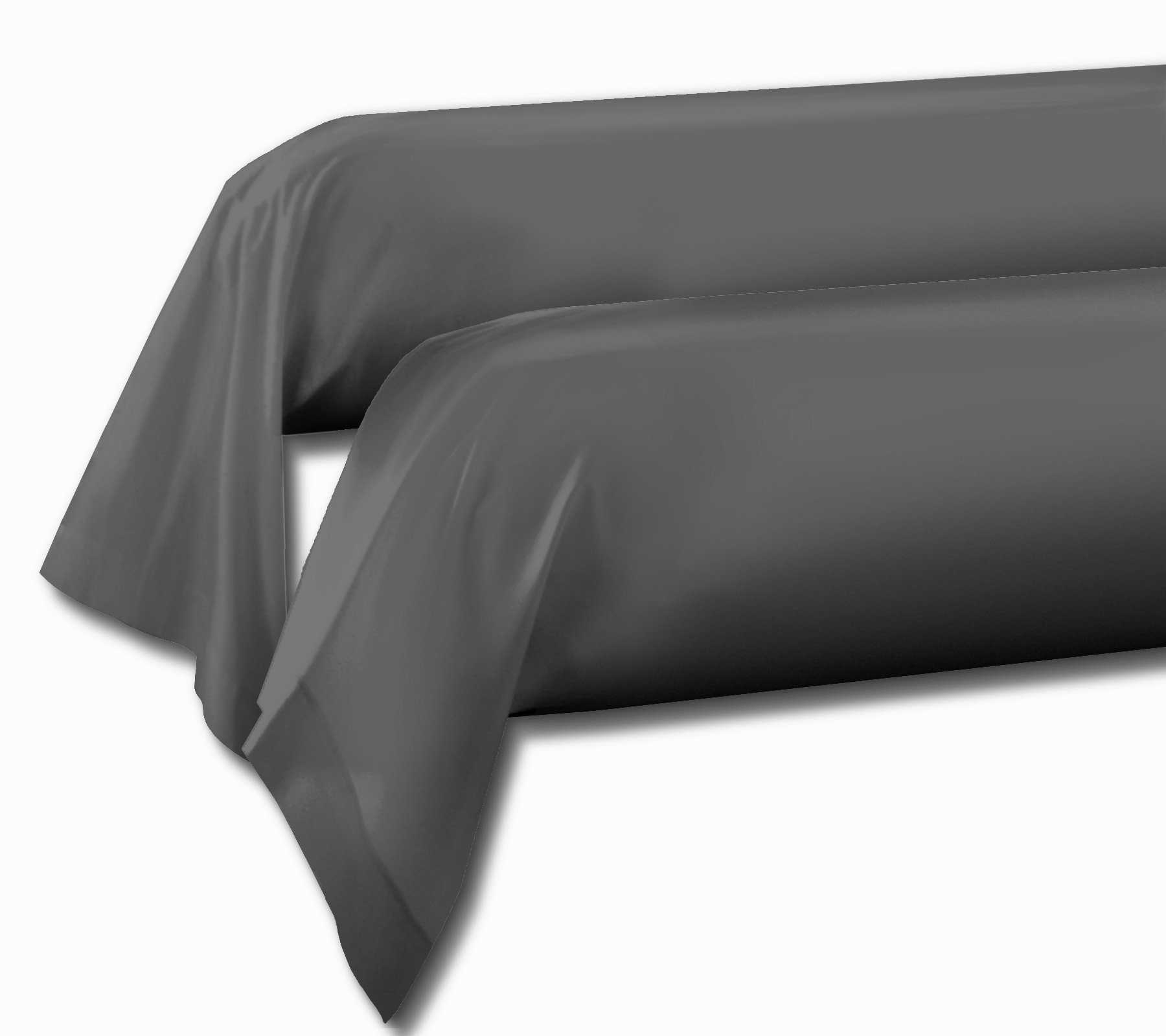 HOME LINGE PASSION Taies de Traversin 85x185 cm (Lot DE 2) 100% Coton Gris Anthracite
