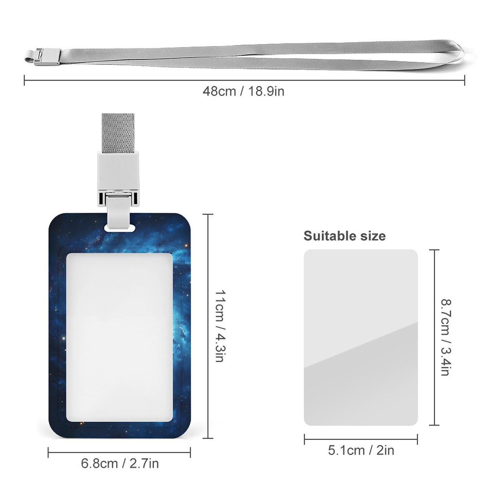 Magical Galaxy Starry Sky Milky ID Badge Holder with Lanyard Vertical ID Card Holder for Travel Office Work