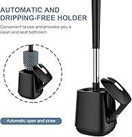 Vista 4 de SetSail Escobilla de inodoro de silicona y soporte para inodoro automáticos para baño con soporte, cepillo limpiador de inodoro ventilado para Negro