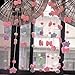 Kawaii Doorway Curtains Girls Bedroom Wall Hanging Decor Cute Fluffy Star Bowknot Pentacle Garland Door Strings Nursery Curtain for Baby Room (Rod Pocket, Pink Star)