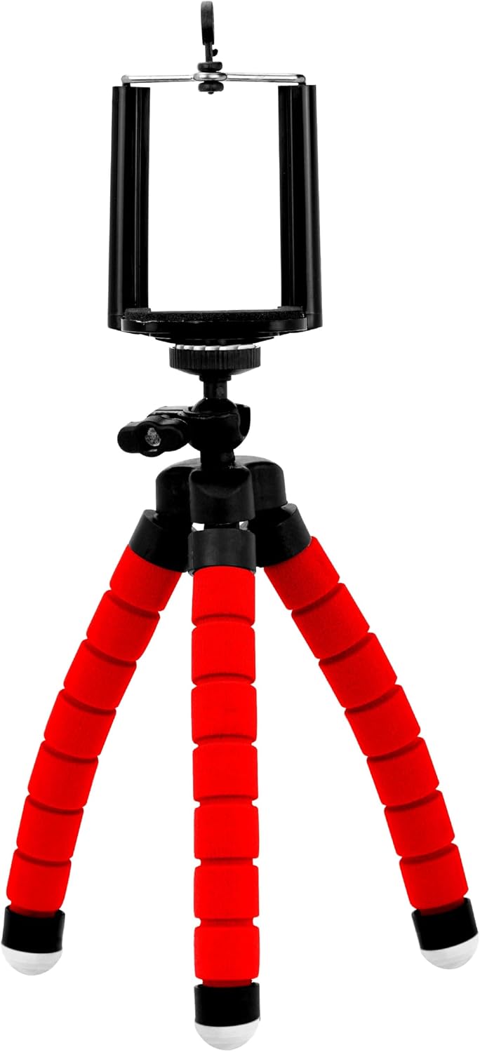 Universal Adjustable Octopus Tripod Stand Phone Holder for iPhone Camera (Red)