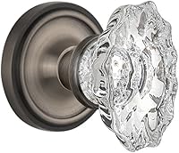 Vista 8 de Nostalgic Warehouse - Roseta clásica con pomo de puerta de castillo, paso, 2.75 pulgadas, latón antiguo