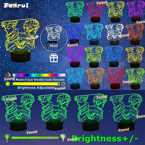 Fanrui Anime Lamp - Satoru Gojo & Yuji Itadori Team Led Action Figure Toys 7 Colors Change Auto Professional Night Light Boys Room Table Decor 3D Touch Children Home Party Birthday Xmas Gifts #TOP2