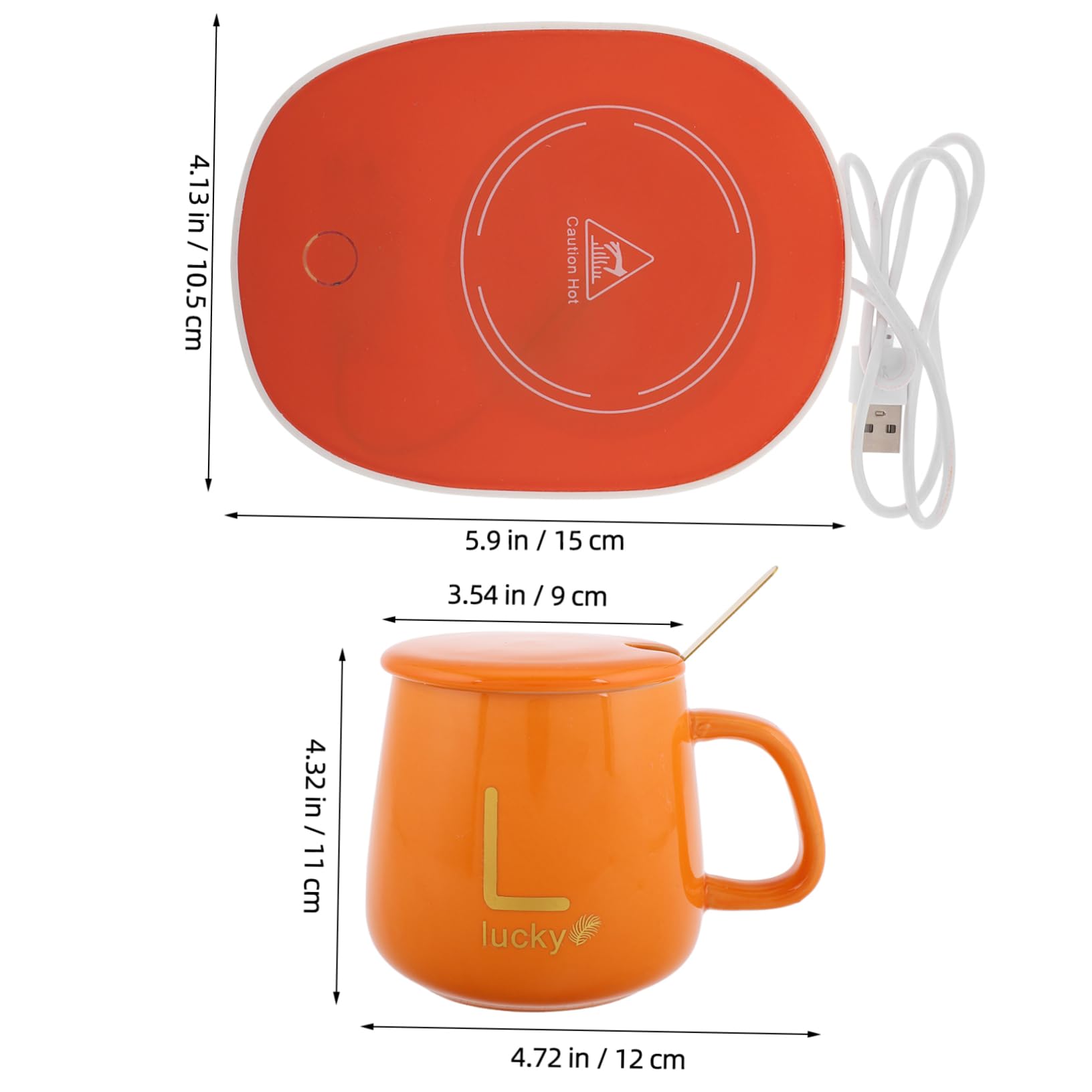 UKCOCO Calentador de Tazas Eléctrico Taza Termo para Café o Té con Tapa y Cuchara para Oficina y Hogar