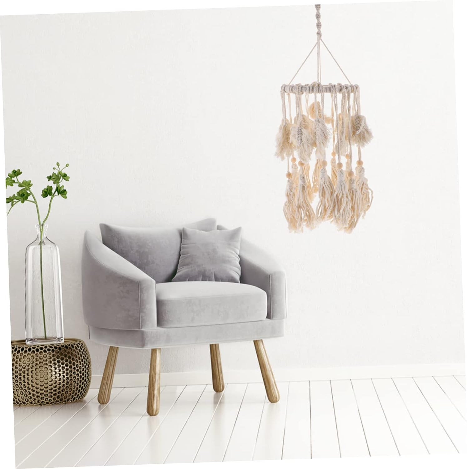 Garneck Macrame Lamp Shade Ceiling Light Cover Bohemian Decor Handmade Woven Lampshade
