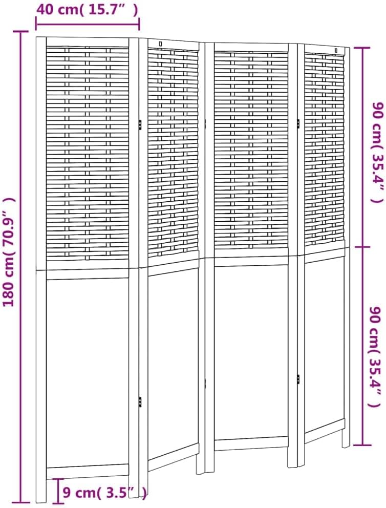 vidaXL 4-Panel White Solid Paulownia Wood Room Divider Instruction Manual