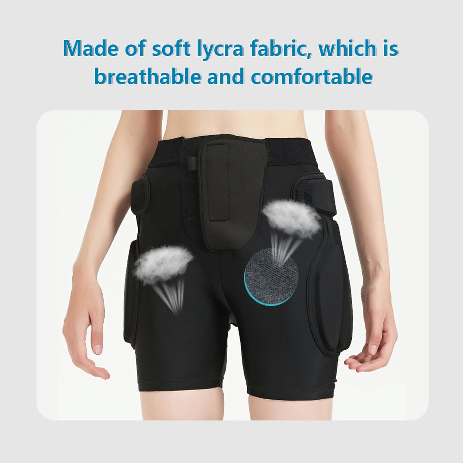 Short de Protection rembourré 3D avec Coussinet de Fesses en Silicone EVA pour Le Snowboard et Le Patinage
