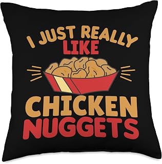 Chicken Nuggets funny sayings I just Really Like Chicken Funny Food Nugget Throw Pillow, 18x18, Multicolor