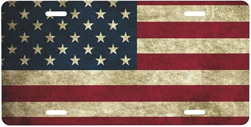 Placas para la parte delantera del automóvil, placa de matrícula vintage de la bandera estadounidense, aluminio para decoración del automóvil,