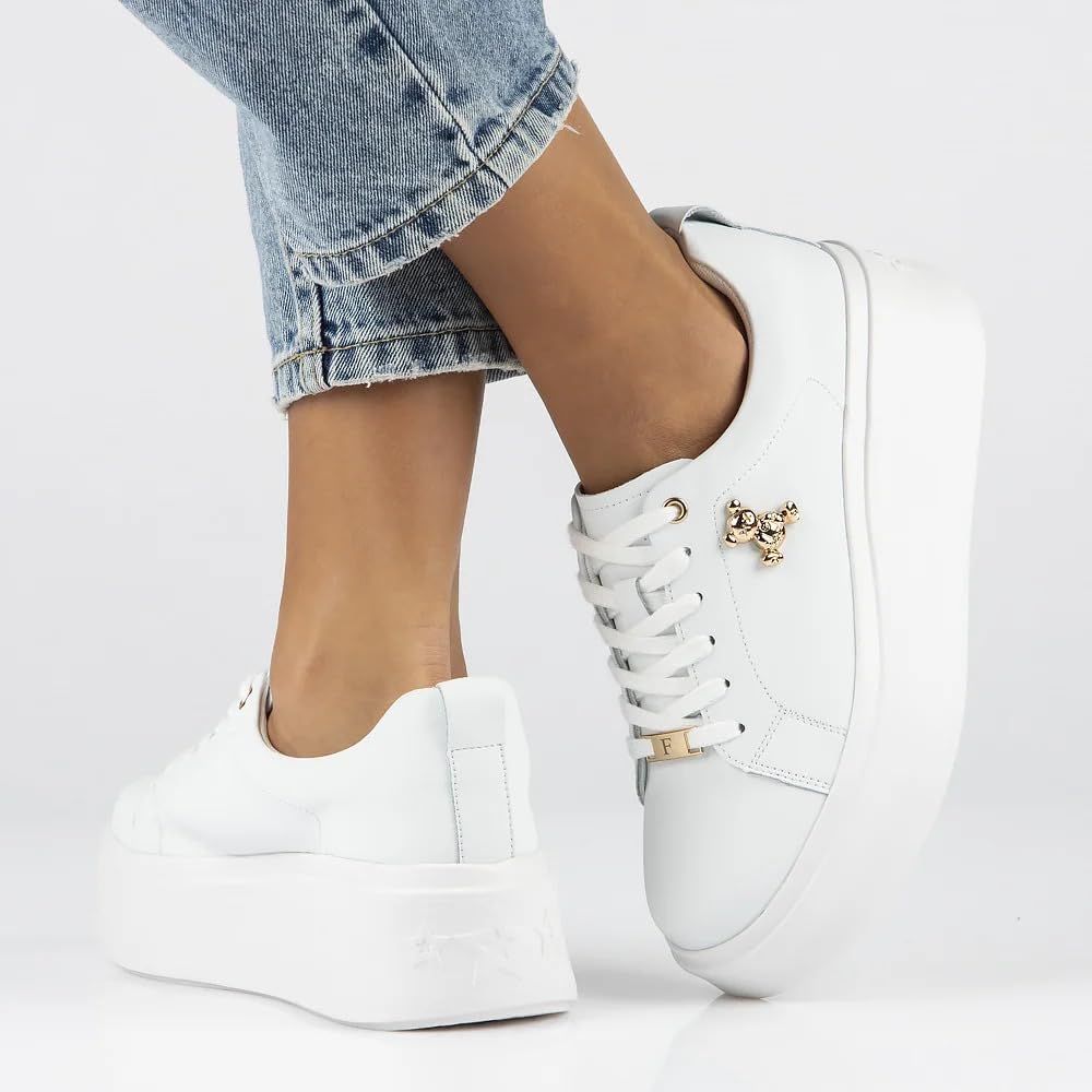 FILIPPO Plateau Sneaker Damen Leder - Schuhe Damen - Halbschuhe | Bequem, Echtleder, Dämpfung, für den Alltag