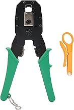 Fafeicy Descascador de fios, alicate de crimpagem de 20 cm, alicate de crimpagem de aço de alto carbono, para conector de telecomunicações, ferramenta de crimpagem