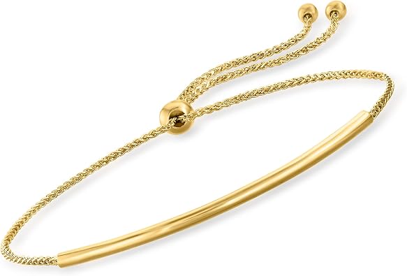 Ross-Simons Pure Collection 14kt Yellow Gold Round Bar Bolo Bracelet