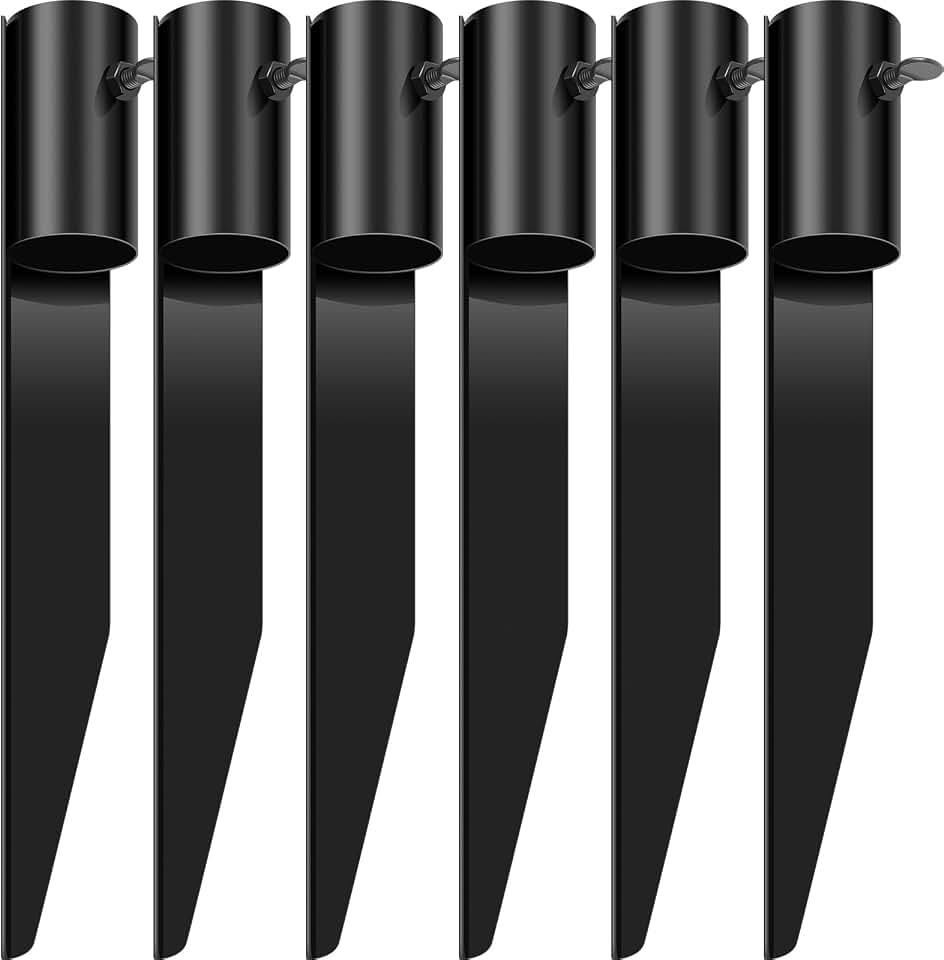 6Pcs Carbon Steel Tiki Torch Stakes 10.75 Inch，Heavy Duty Metal Solar Light Stake Ground Spike,Universal Outdoor Metal Stakes for Solar Lights Landscape Lamps Pole Holder Outdoor Garden