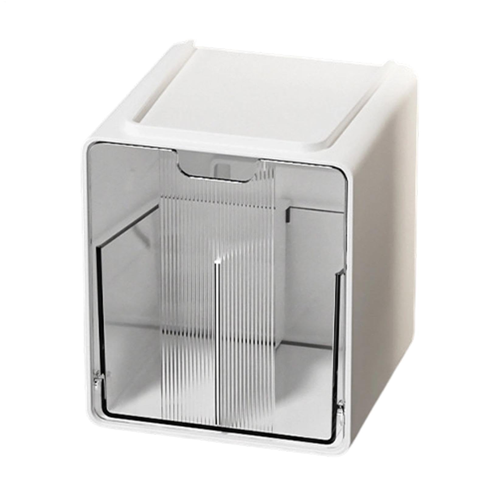 Wattestäbchenhalter Transparenter Staubdichter Organizer Mit Schublade | Wattepad-Halter Für Schminktisch Mit Schublade Frisiertisch Wandregal Kleiderschrank Schlafzimmer Salon Spa (Weiß)