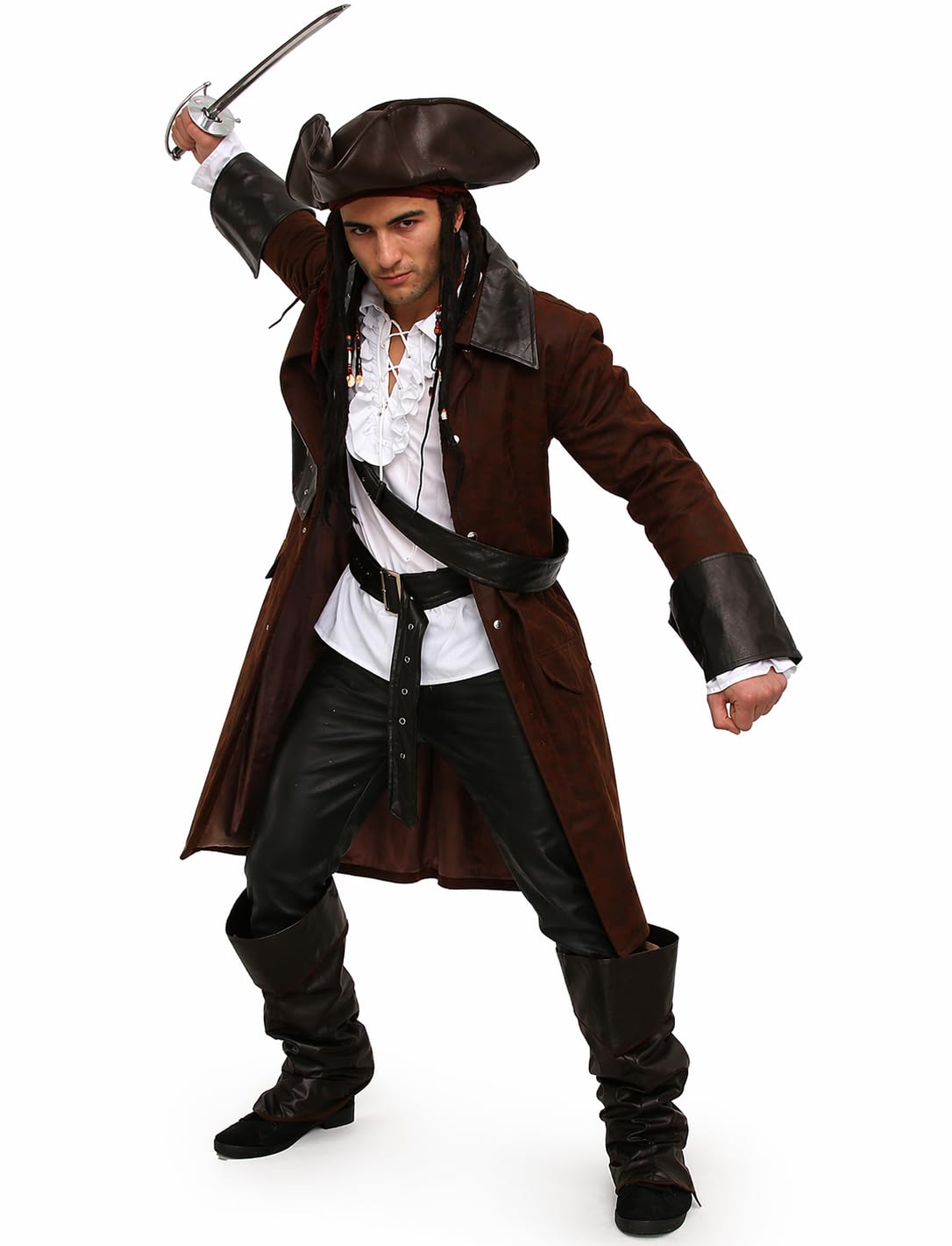 maylynn 12104 Jack - Costume di carnevale da pirata con cappello e accessori - uomo - marrone - M/L
