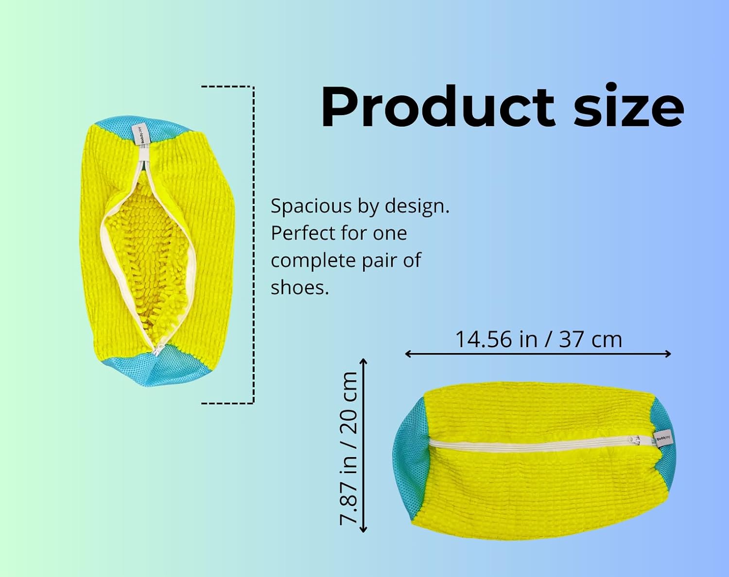 BODDY JOY Shoe washing machine bag, Perfectly fits one pair, Reusable, sneaker washing machine bag, 360°, Effective Shoe Cleaning and laundry bag.