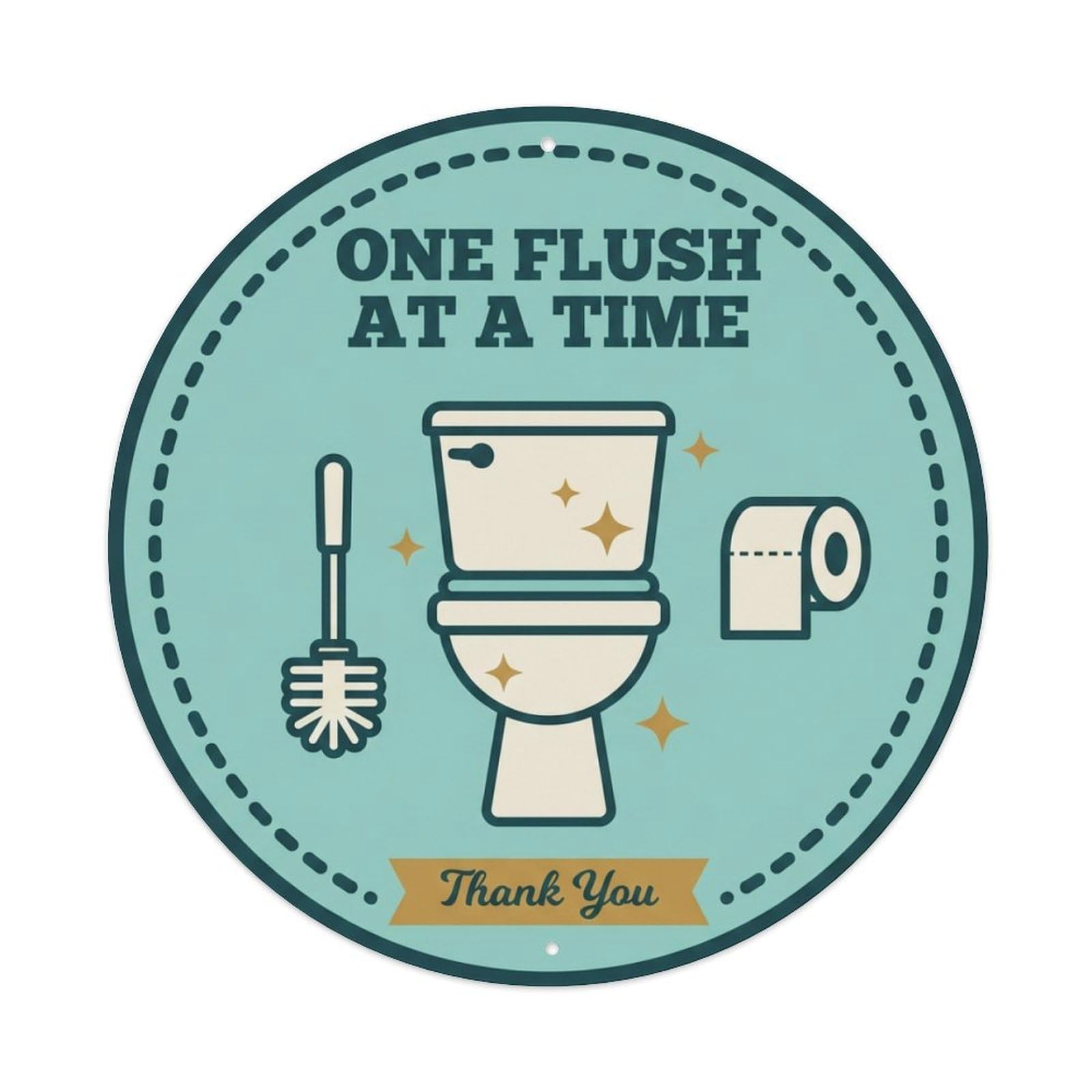 Tgrcjimh Style Metal Tin Sign Toilet Clean Bathroom Reminder One Flush At A Time