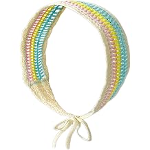 Crochet Headband Bandana Knitted Hair Kerchief Hair Scarves Headwrap Knitted Headband for Women Girls rainbow-B-1