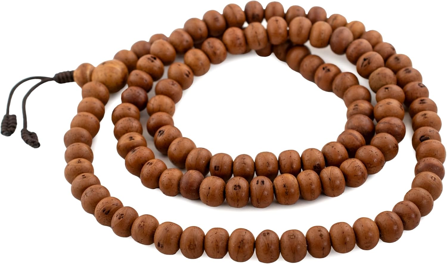The Bead Chest Bodhi Seed Mala Prayer Beads: Round 12mm Natural Brown