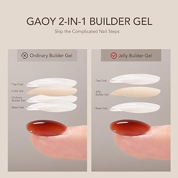 GAOY Builder Gel for Nails, Jelly Red Brown Nail Strengthener, Soak Off Colored Nail Extension Hard Gel, 4381 Agate Red