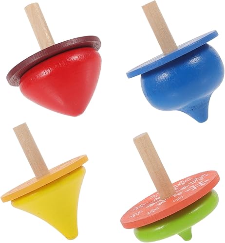 KESYOO 4pcs Wooden Spinning Tops Educational for Handmade Peg Top Stimulates Creativity and Hand Eye Coordination Safe Material for Boys