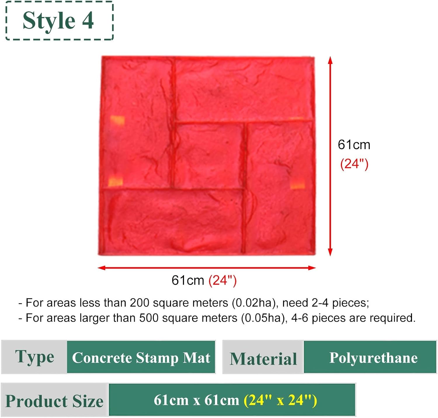 Landscaping Concrete Stamp Mold,Seamless Masonry Slate Pattern Forms for Concrete Ground,PU Stamped Cement Texture Printing Pad (Style 4 One Size)