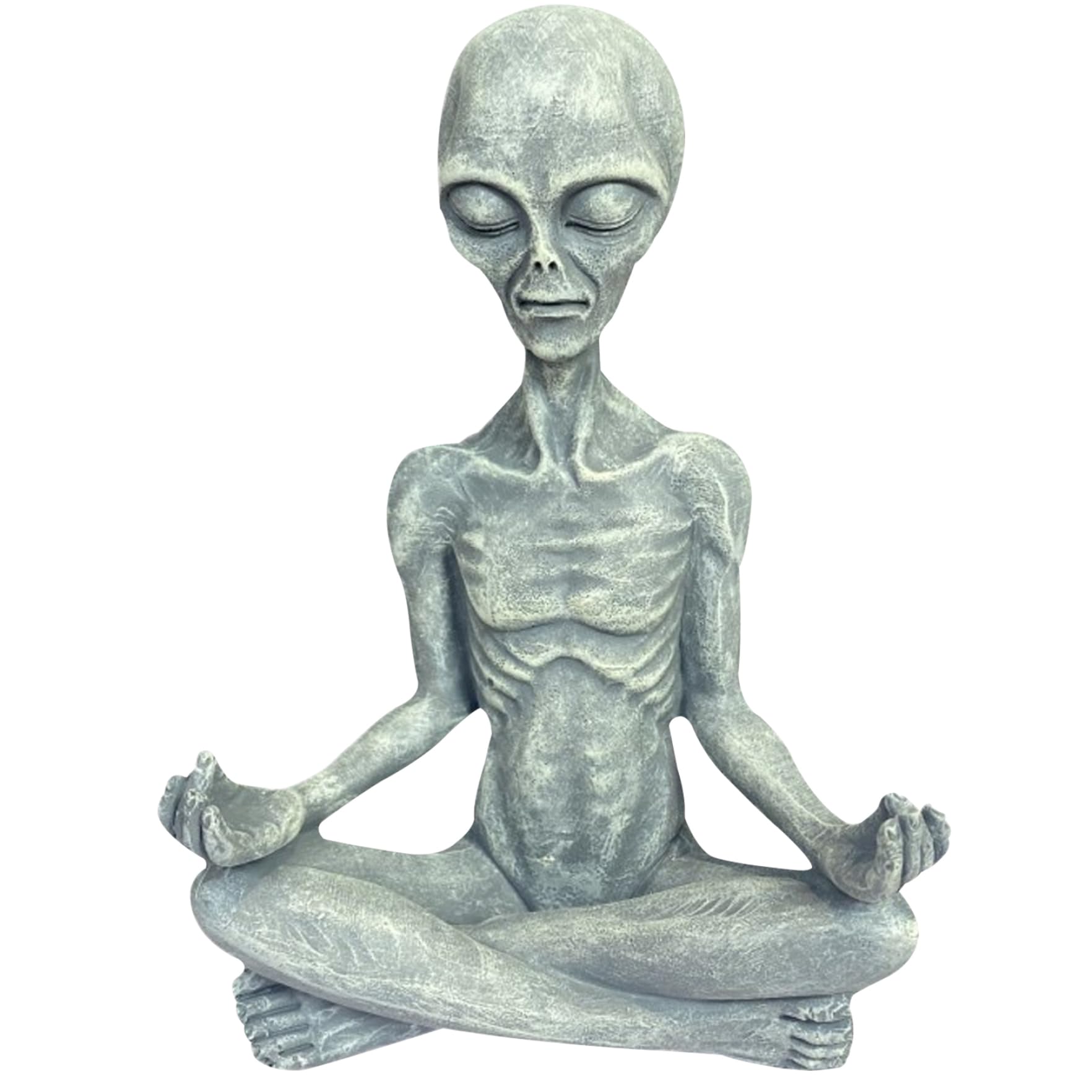 Takingup Grey Alien Statue 6.5In Meditating Yoga Alien Figurine Resin Decorative Sculpture Decor For Garden Tv Bench Shelf, Statue For Home Use