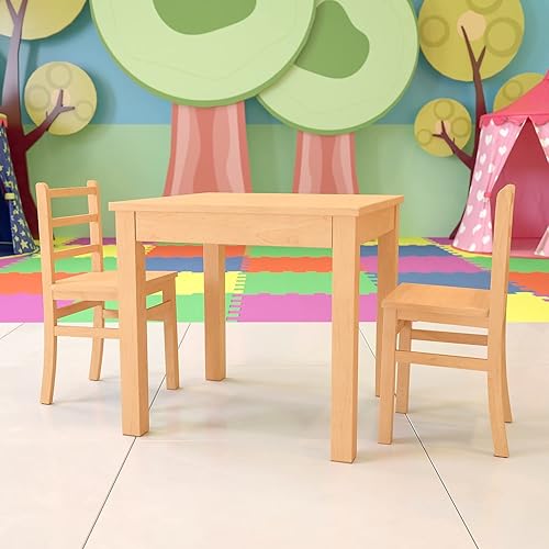 Miniatura 2 de Flash Furniture Kyndl - Juego de mesa y silla de madera maciza natural para niños, para aula, sala de juegos, cocina