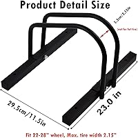 Vista 3 de WALMANN Soporte de piso para bicicleta, soporte de estacionamiento de bicicletas de acero para 1 bicicleta, ruedas de 22-28 pulgadas, ancho máximo