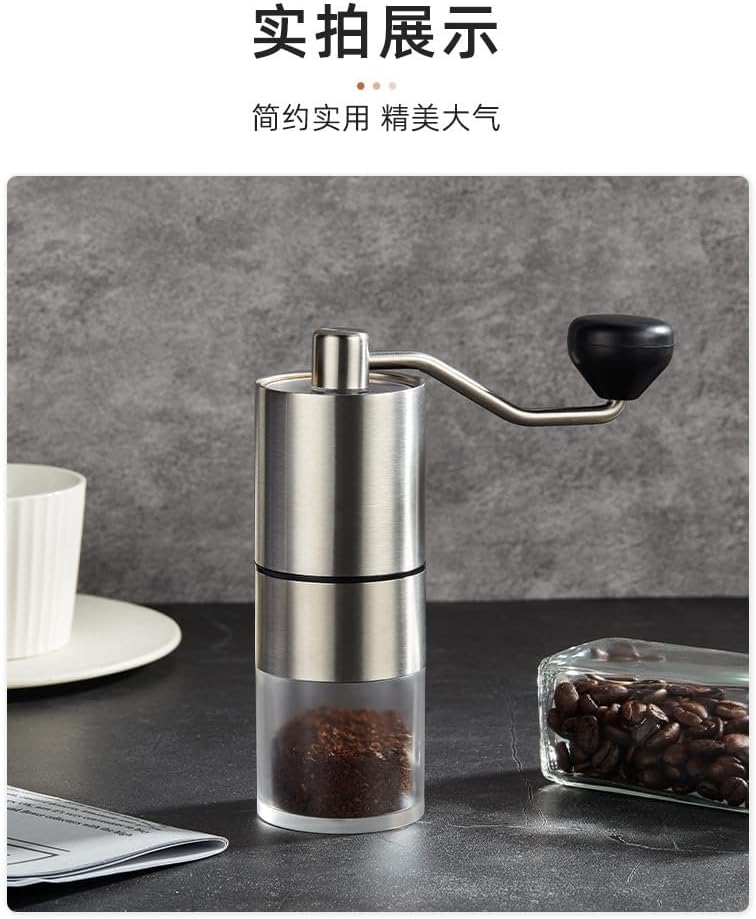 Miniatura 6 de Molinillo de café manual portátil, rebaba cónica con 5 ajustes ajustables para una molienda suave, perfecto para entusiastas del espresso en casa,