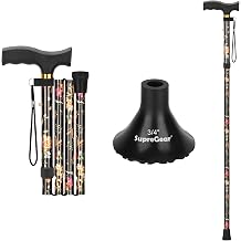Folding Cane and Anti-Slip Cane Tips Bundle