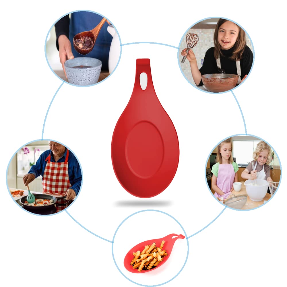 Repose-Cuillère En Silicone - Forme Amande Avec Crochet - Antiadhésif Et Lavable - Pour Ustensiles De Cuisine