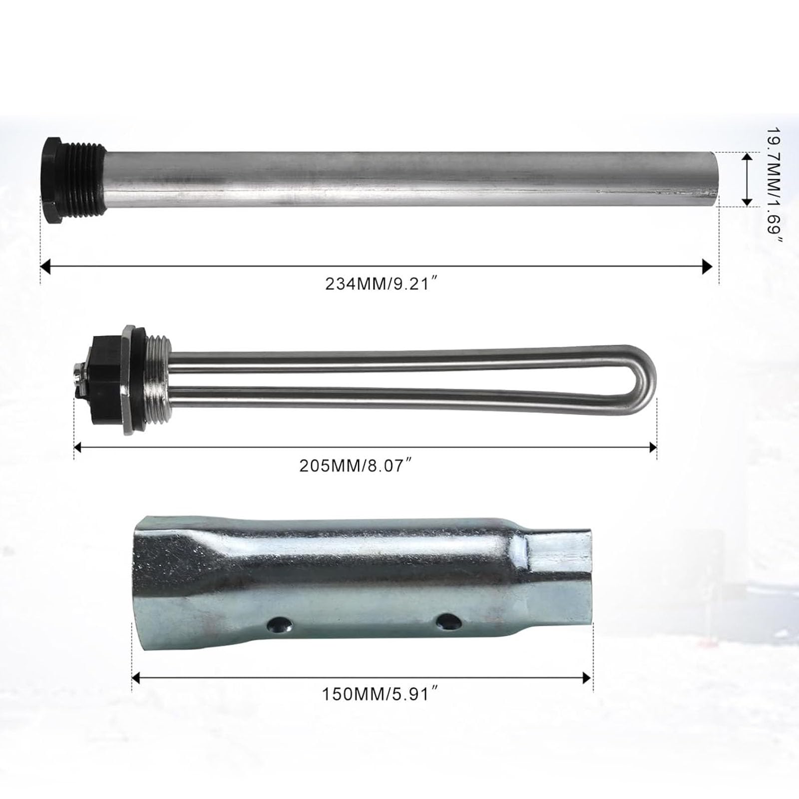 Tubo de calefacción de metal fuerte 232306, potente bobina de calefacción de 1400 W para calentador de agua suburbano, instalación rápida, repuesto para calentador de agua