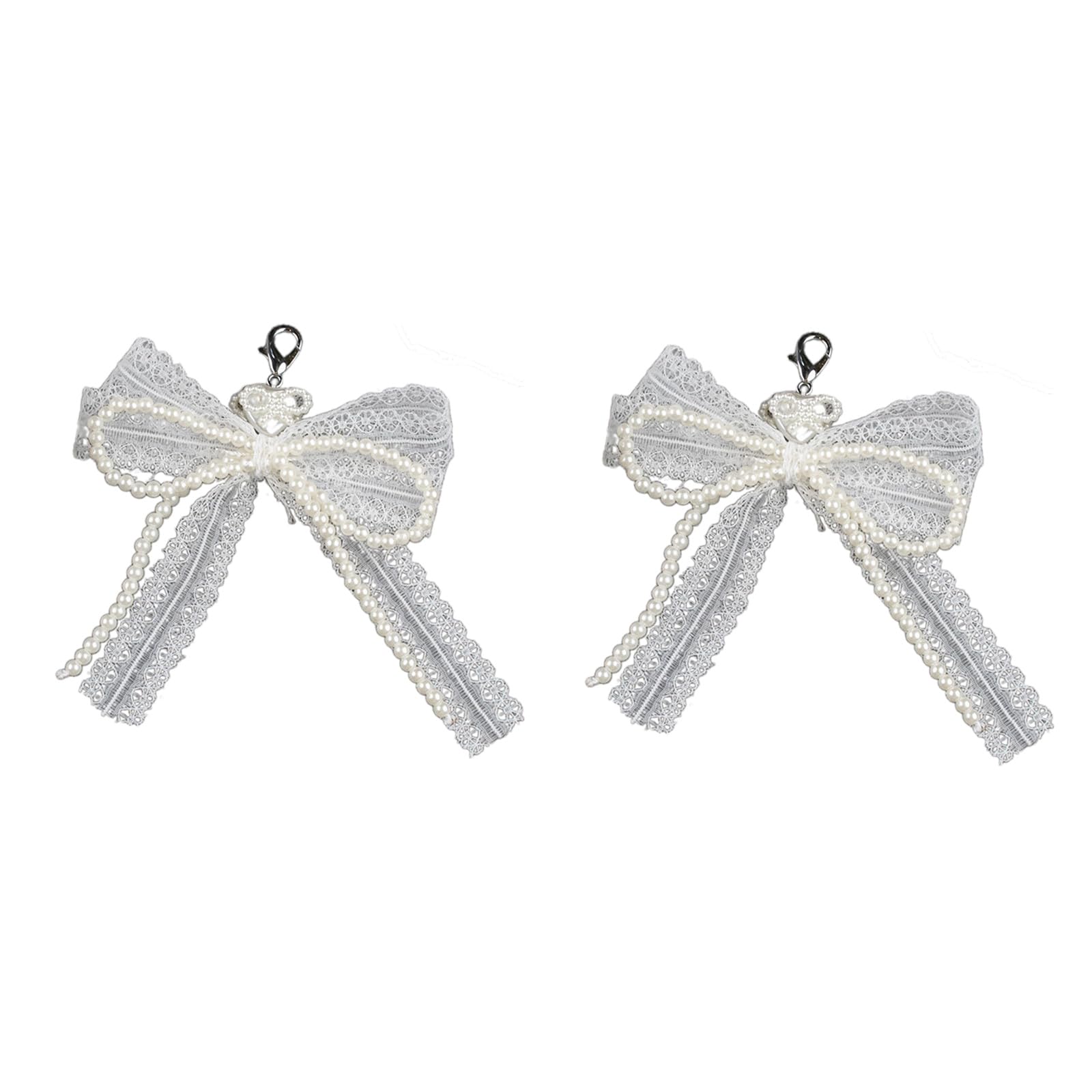 NEWFT Detachable Shoe Jewelry Shoelaces Charm with Intricate Lace Butterfly Bowknot and Synthetic Pearls Embellishment