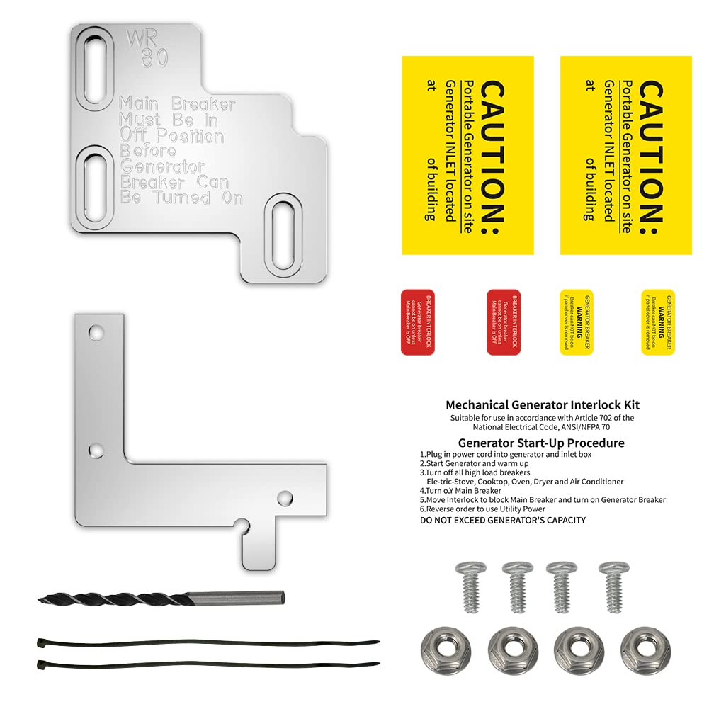 MOTOQUEEN Generator Interlock Kit WR-80 Fits for Eaton/Cutler Hammer BR Series 200 amp Panel Years 1979-2019 Generator Interlock Billet Kit(WR-80)