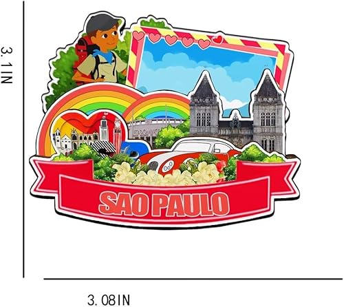 Miniatura 3 de Imán de madera para nevera de Sao Paulo Brasil Monumentos 3D de viaje, recuerdos coleccionables, decoración hecha a mano -4224